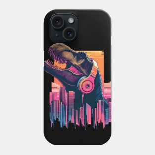 Jurassic Music City Retro Vaporwave Tyrannosaurus Phone Case