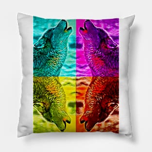 Colored Wolves Pillow