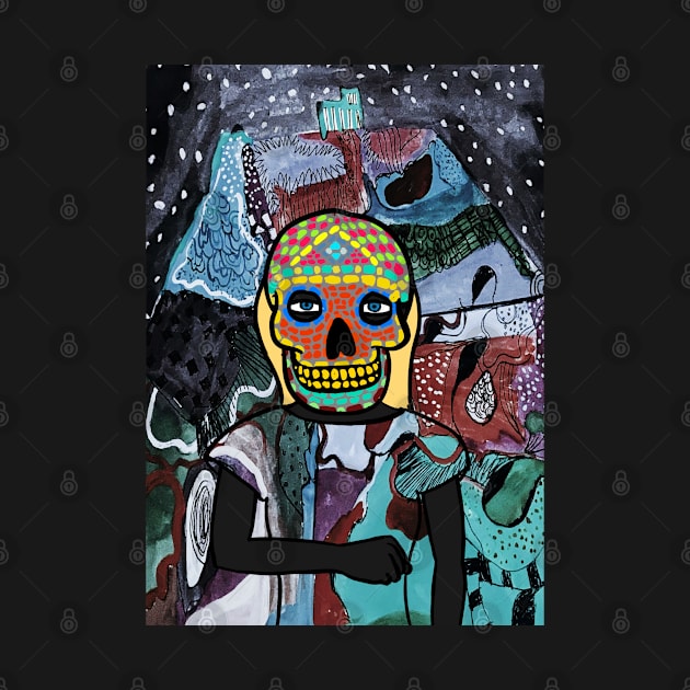 Unique FemaleMask Digital Collectible "John Ronald Reuel Tolkien" with MexicanEye Color and BlueSkin on TeePublic by Hashed Art