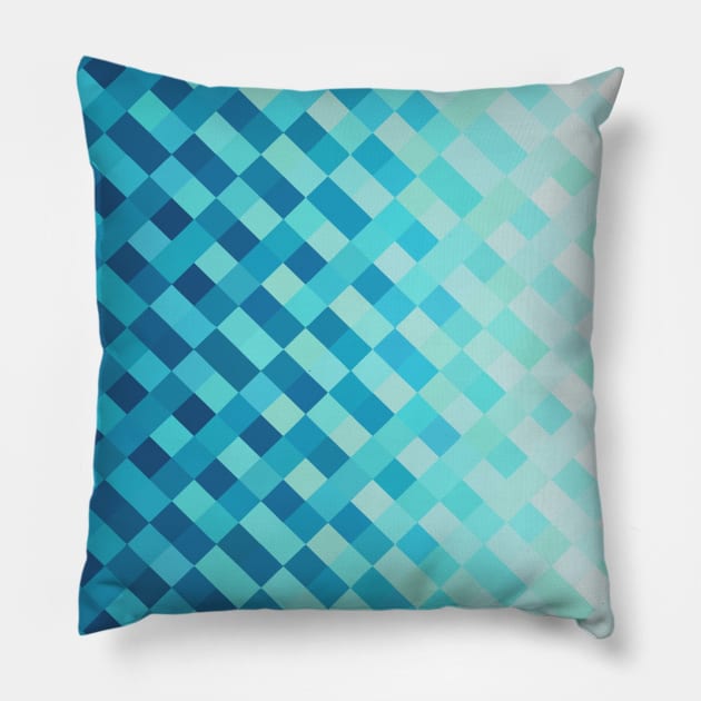 Aqua Blue Light Abstract Grid Pattern Design Pillow by love-fi