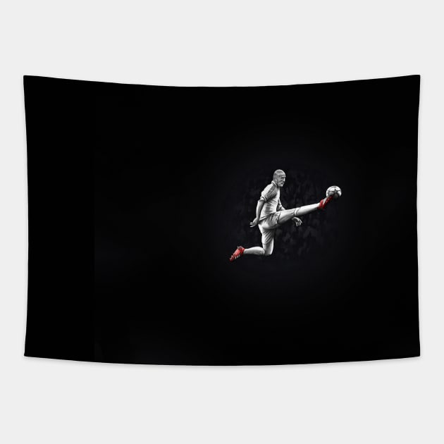 Zinedine Zidane - Real Madrid Football Artwork Tapestry by barrymasterson