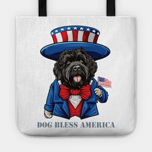 Funny 4th of July Bouvier des Flandres Dog Bless America Tote