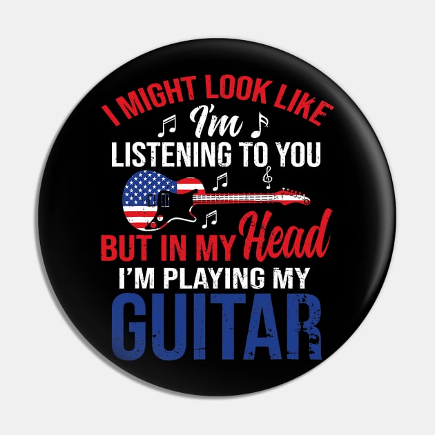 I Might Look Like I'm Listening To You Guitar Christmas Gift Pin by totemgunpowder