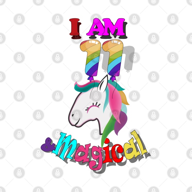 unicorn 11th birthday: I am 11 and magical by bratshirt