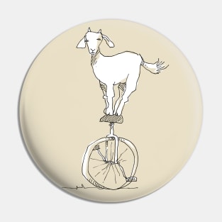 Goat on a unicycle Pin