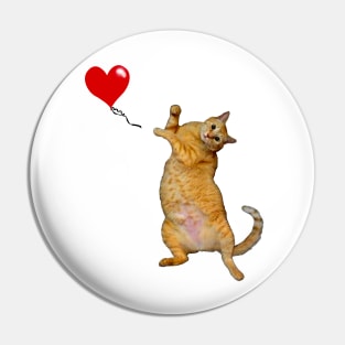 Cat releasing heart balloon Pin