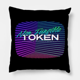 Non Fungible token 80s television glitch Pillow