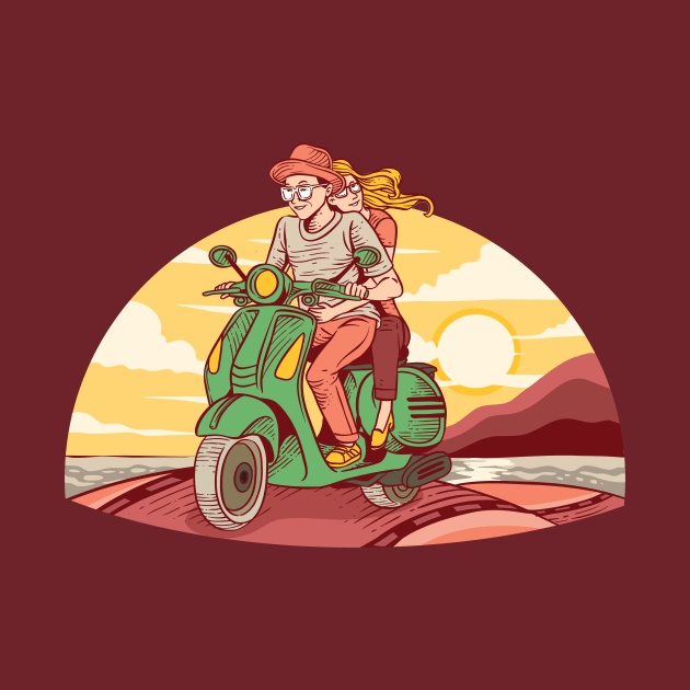 Loving Couple on Scooter by SLAG_Creative