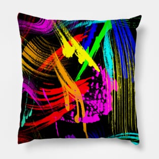 Neon colors, watercolor brush strokes Pillow