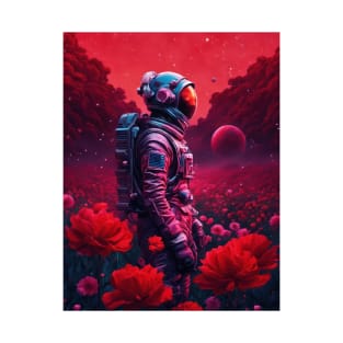 Red Odyssey: An Astronaut's Tranquil Moment T-Shirt