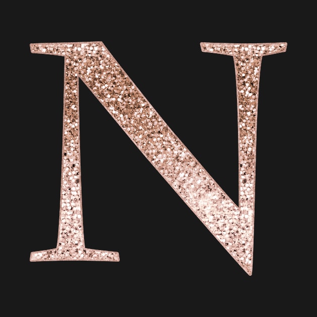 N rose gold glitter monogram letter by RoseAesthetic