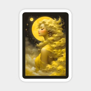 Yellow moon girl Magnet