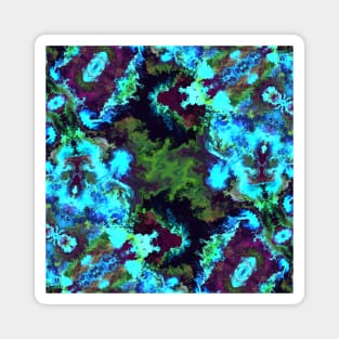 Psychedelic Hippie Square Green Blue and Purple Magnet