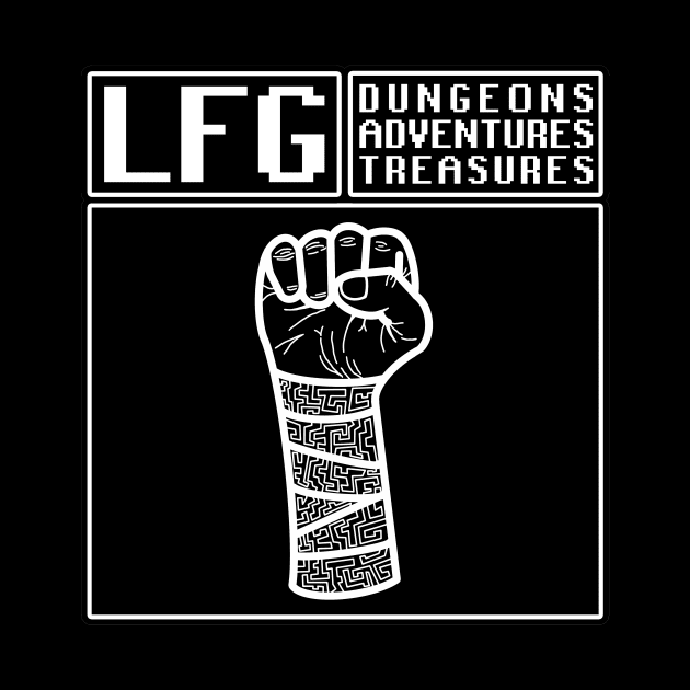 LFG Looking For Group Monk Fist Dungeon Tabletop RPG TTRPG by GraviTeeGraphics