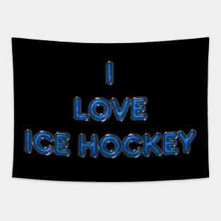 I Love Ice Hockey - Turquoise Tapestry