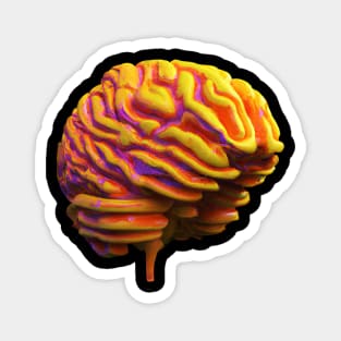 Neon Brain Realistic Retro Science Colorful Magnet