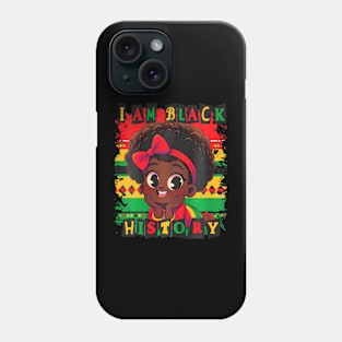 Kids Girls I Am Black History Phone Case