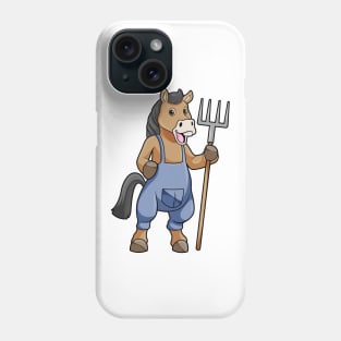 Horse as Farmer with Rake Phone Case