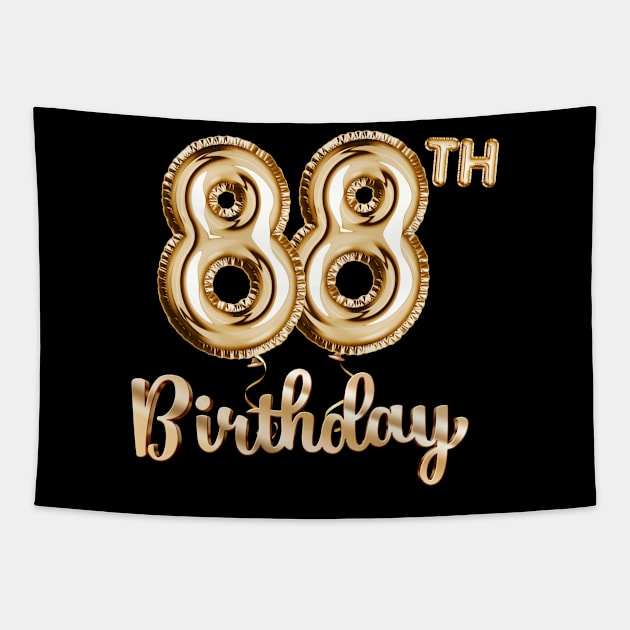 88th Birthday Gifts - Party Balloons Gold Tapestry by BetterManufaktur