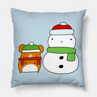 Hamster and Snowman Pillow