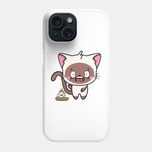 Funny white Cat steps on a dirty diaper Phone Case