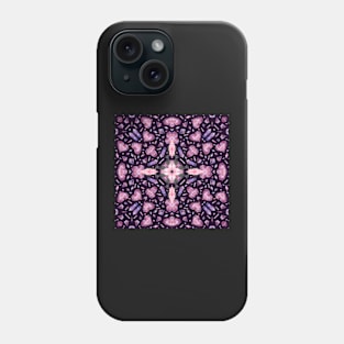 Crystal Hearts and Flowers Valentines Kaleidoscope pattern (Seamless) 8 Phone Case