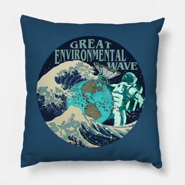 Great Environmental Wave Pillow by Jitterfly