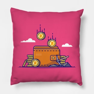 Crypto Currency Cartoon Vector Icon Illustration Pillow