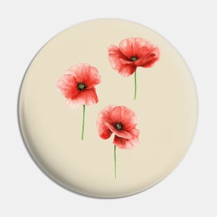 Red Poppies Pattern Pin