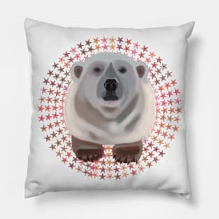 Polar Bear on circular Star pattern Pillow