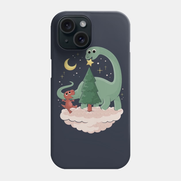 Dinosaur Christmas Tree Star Phone Case by dumbshirts