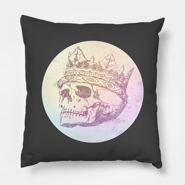 Distressed Creepy Cute Pastel Punk Skull Skeleton King T-shirt Pillow by ichewsyou