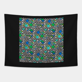 Squares &Triangles in Blue Green Tapestry