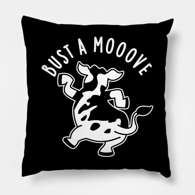 Bust A Mooove Funny Cow Pun Pillow by punnybone