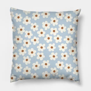 groovy retro y2k 2000s big flower power 1960s 60s 70s danish aesthetics coconut girl ditsy daisies peach pastel blue terracotta Pillow