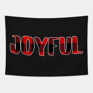 Christmas Joyful Black and Red Flannel Tapestry