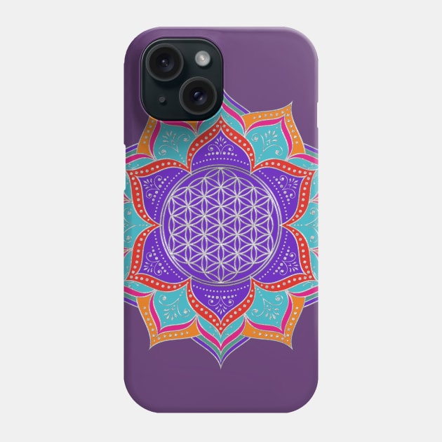 Flower Of Life Lotus Ornaments silver Phone Case by EDDArt