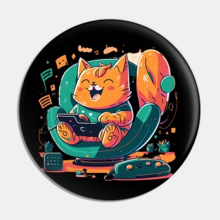 Orange Cat enjoy video game Pin