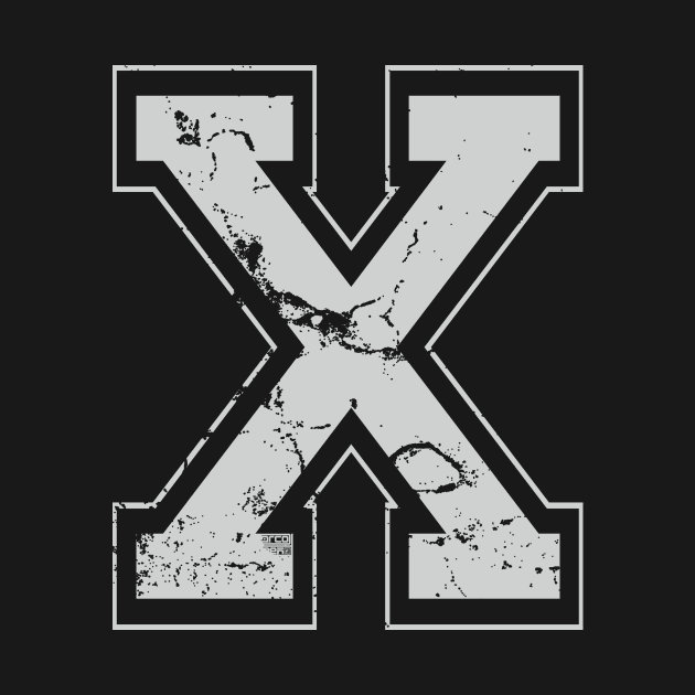 Initial Letter X Gray Jersey Sports Athletic Player by porcodiseno