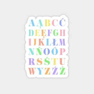 Children's Polish Alphabet Chart, Poland Language Chart, Pastel Magnet