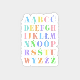 Children's Polish Alphabet Chart, Poland Language Chart, Pastel Magnet