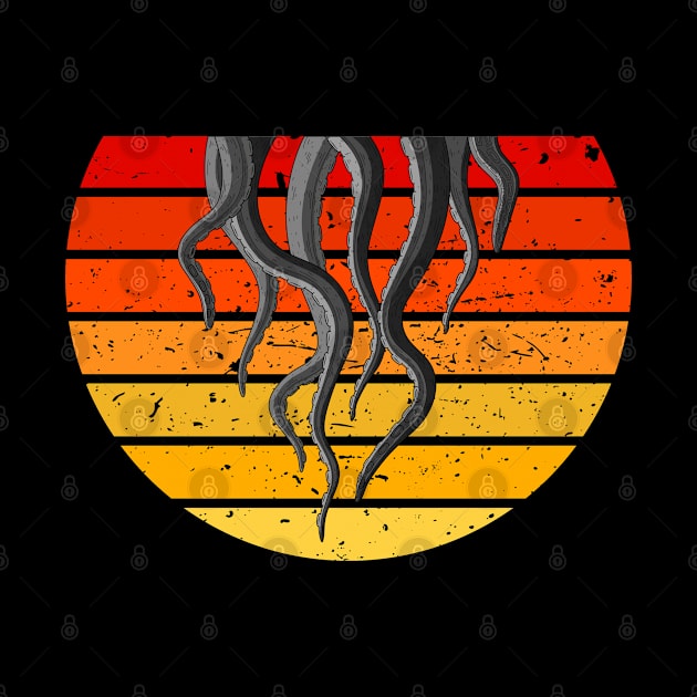 Cthulhu tentacle retro sunset Design by NeverTry