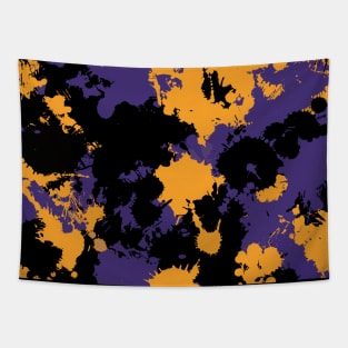 Purple Gold and Black Legends Paint Splatter Tapestry