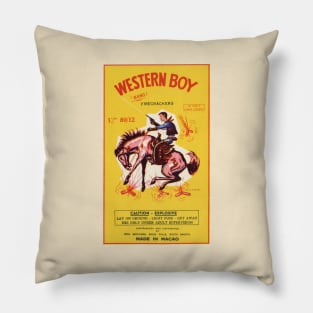 VINTAGE FIRECRACKER WESTERN BOY Pillow