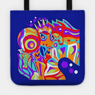 the neon lights kaiju dogu knight in ecopop alien patter art Tote