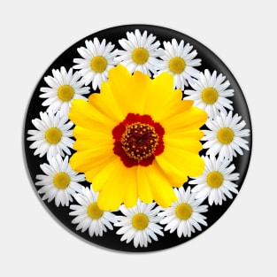 yellow blossom with daisy flower blooms pattern Pin