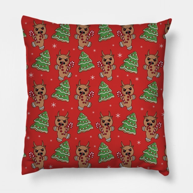 Gingerbread Krampus pattern Pillow by valentinahramov