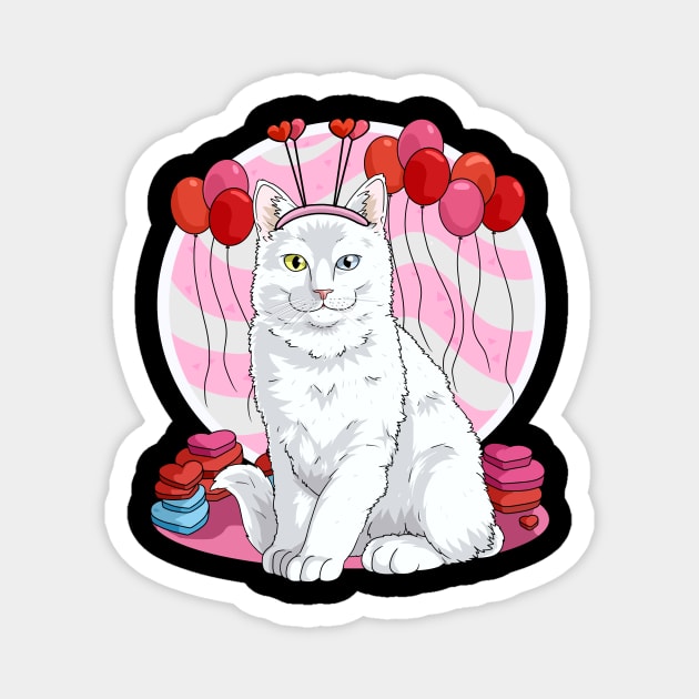 Turkish Angora Valentines Day Heart Cat Love Magnet by Noseking