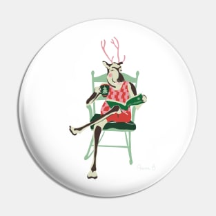 Hipster Christmas Reindeer Pin