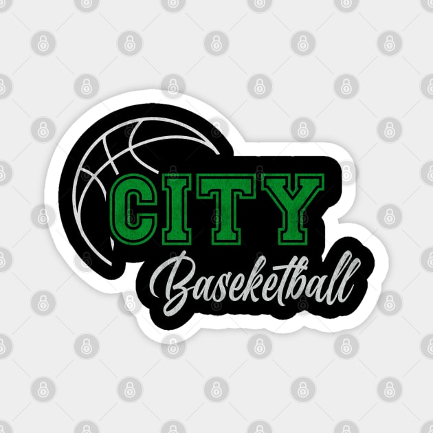 Classic Name City Vintage Styles Green Basketball Magnet by Irwin Bradtke